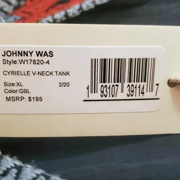 Johnny Was Dark Blue Floral Embroidered Tank - Picture 3 of 6